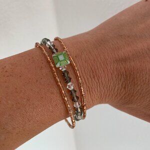 Set of Czech Camo Hue Glass Bracelets